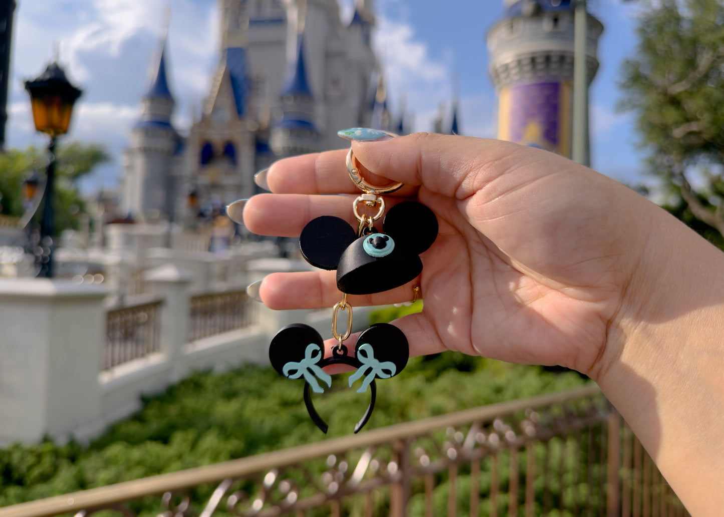 Teal Bow Mouse Dangle Bag Charm