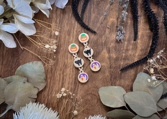 Teeny Halloween Cookie Dangle Earrings