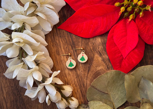 Teeny Christmas Tree Cookie Earrings