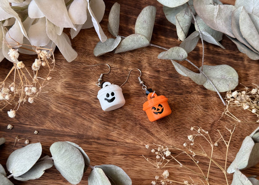 MINI Ghost/Pumpkin Bucket Earrings
