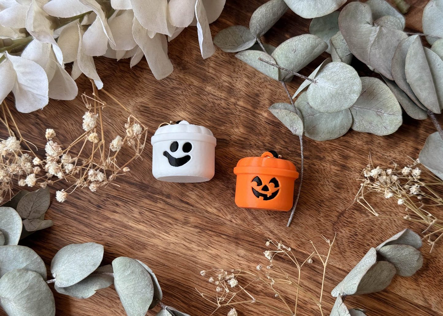 Ghost and Pumpkin MIX Bucket Earrings