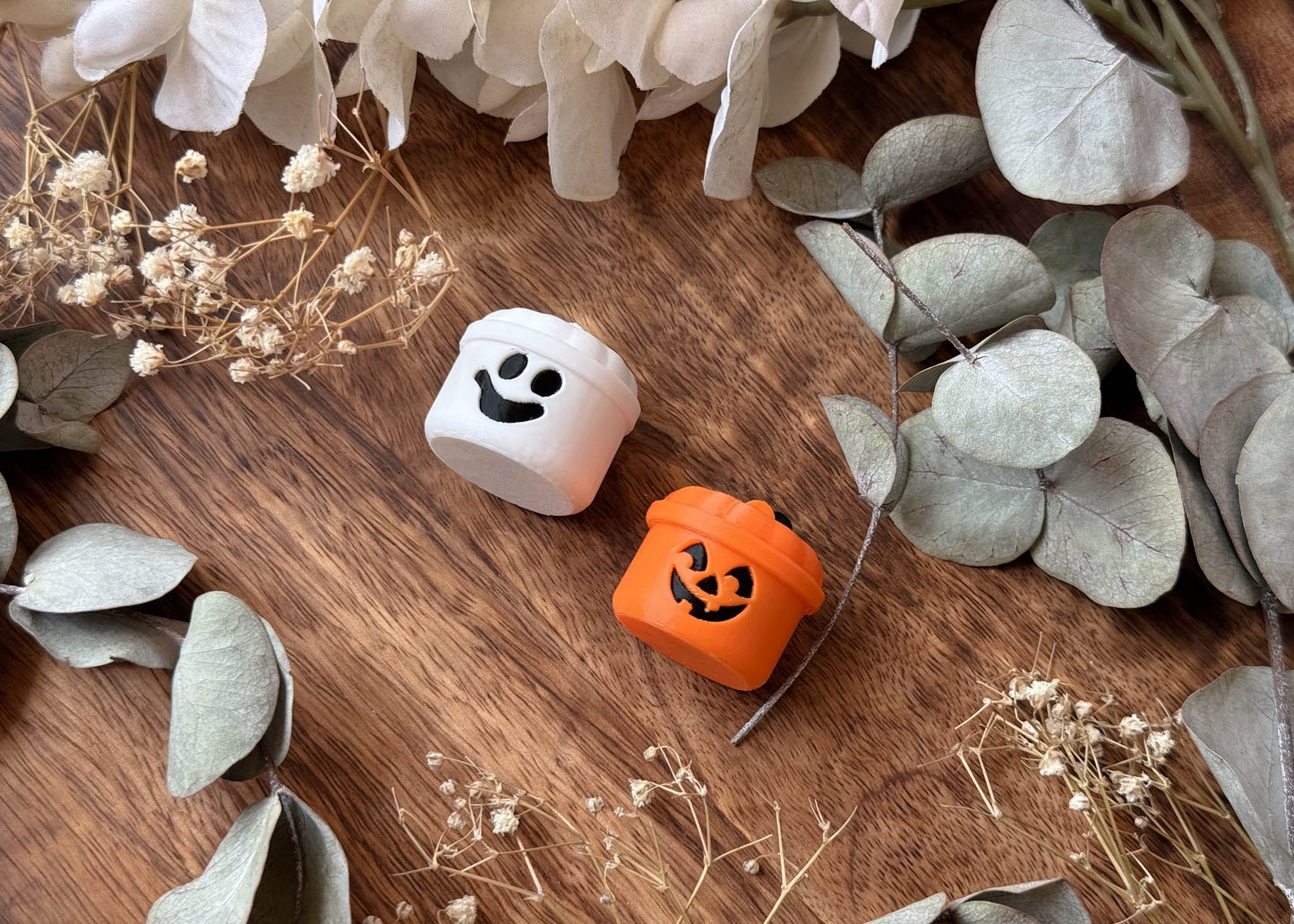 Ghost and Pumpkin MIX Bucket Earrings