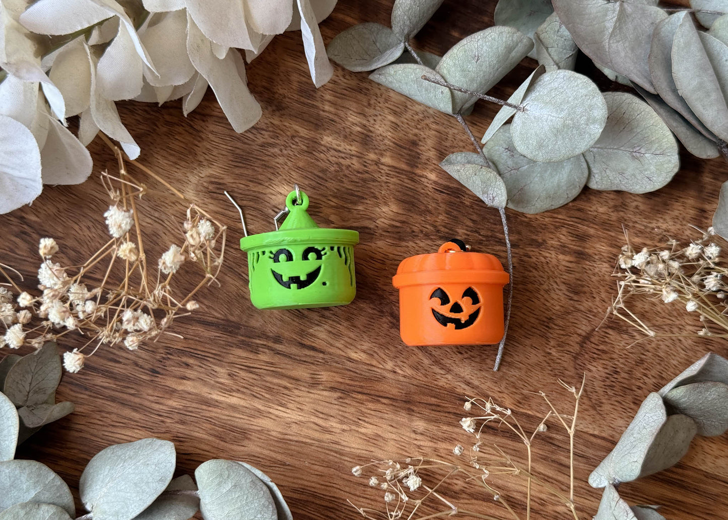 Witch and Pumpkin MIX Bucket Earrings