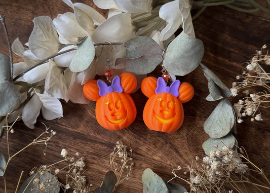 Ms.Pumpkin Mouse Head Earrings