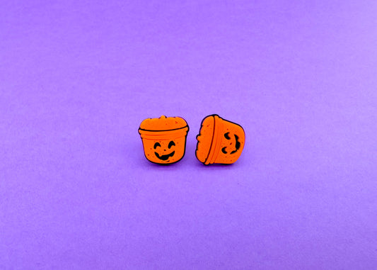 Pumpkin Bucket Stud Earrings