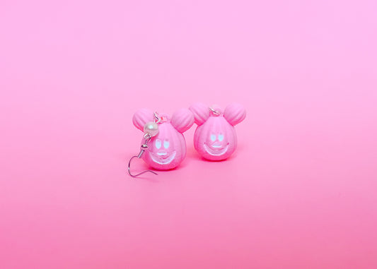 Pink MINI Pumpkin Mouse Head Earrings