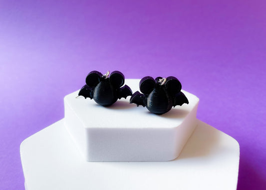 MINI Black Mouse Bat Earrings
