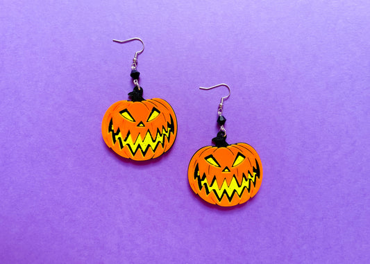Nightmare Pumpkin Face Earrings